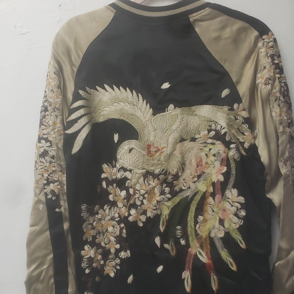 Embroidered Black and Gold Bomber Jacket - Picture 6 of 12